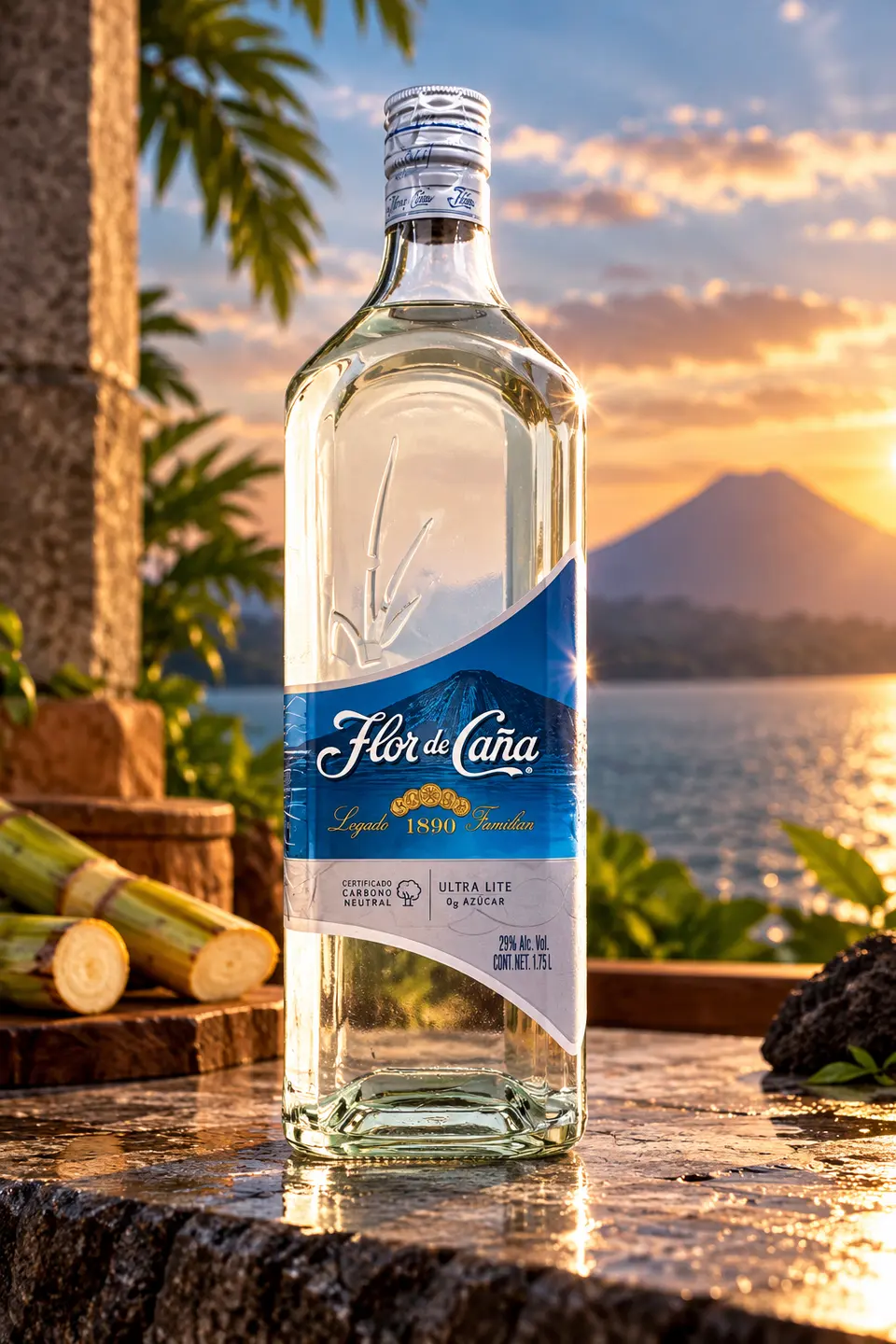 Flor de Caña Ultra Lite — fotografía de producto